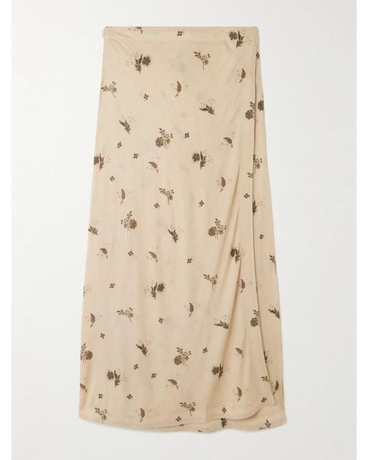 Totême Natural Floral-Print Jersey Maxi Wrap Skirt