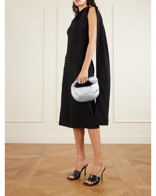 Bottega Veneta Gray Jodie Mini Knotted Intrecciato Distressed Metallic Leather Tote