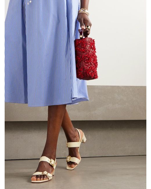 Manolo Blahnik Natural Thalitsli 50 Buckled Leather Slingback Sandals