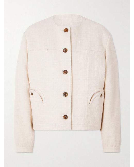 Blazé Milano Natural Missy Gliss Cotton-Blend Tweed Jacket