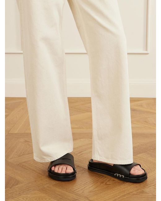 J.W. Anderson White Fussbett Leather Slides