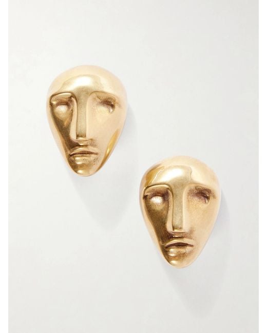 Khaite Metallic Visage 18-Karat-Plated Earrings