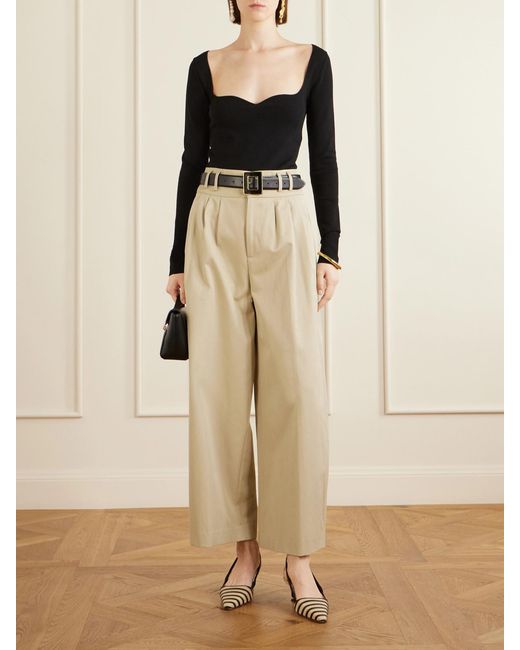 Altuzarra Natural Wilson Pleated Wide-Leg Cotton Pants