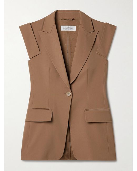 Max Mara Brown Wool-Twill Vest