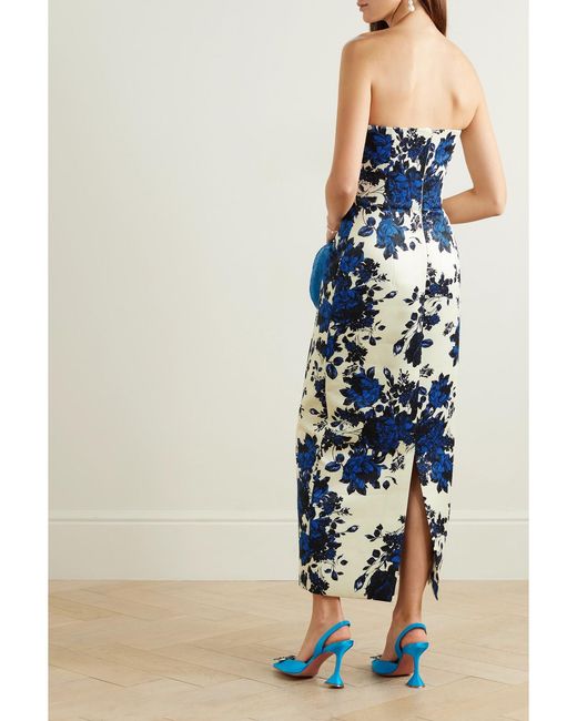 Emilia Wickstead Blue Yulie Floral-print Slim-fit Woven Maxi Dress