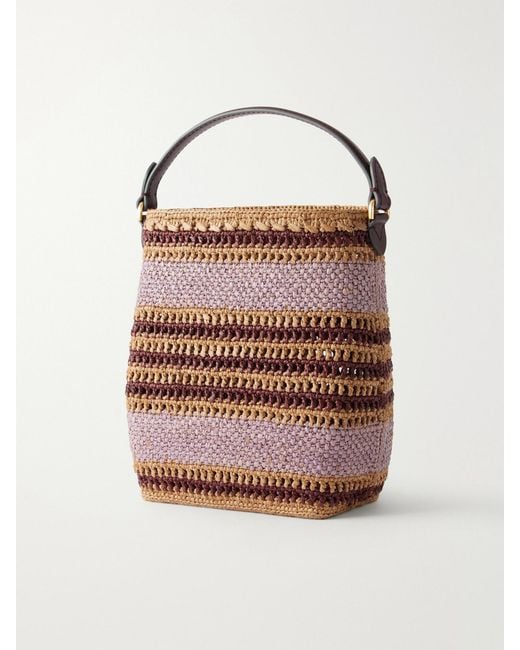 Anya Hindmarch Pink Striped Raffia Cross Body Bag