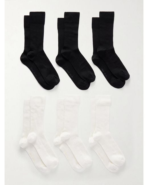 CDLP Black Set Of Six Ribbed Cotton-Blend Socks