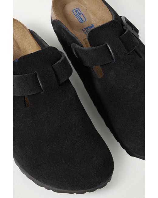 Birkenstock Black Boston Suede Clogs