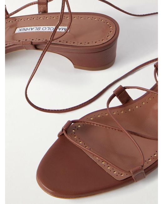 Manolo Blahnik White Dellasan 30 Leather Sandals