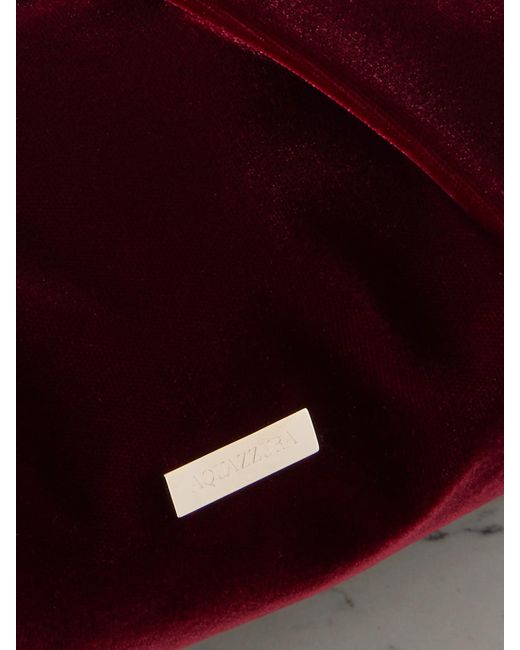 Aquazzura Red Bow Tie Pleated Velvet Clutch
