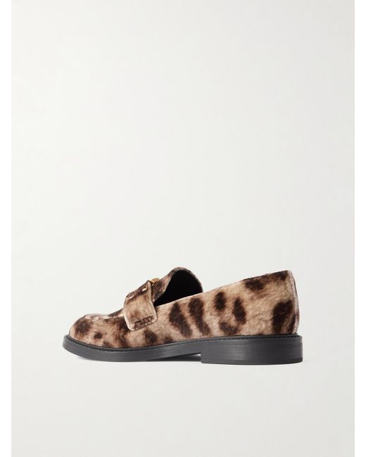 Chloé Brown Marcie Leopard-Print Velvet Loafers