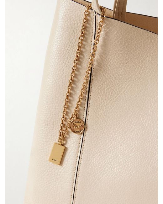 Chloé Natural Spin Embellished Textured-Leather Tote