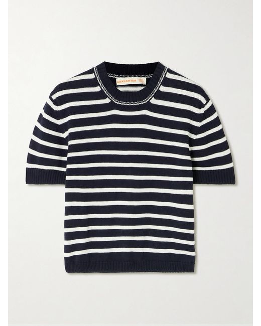&Daughter Blue Shona Striped Organic Cotton Top