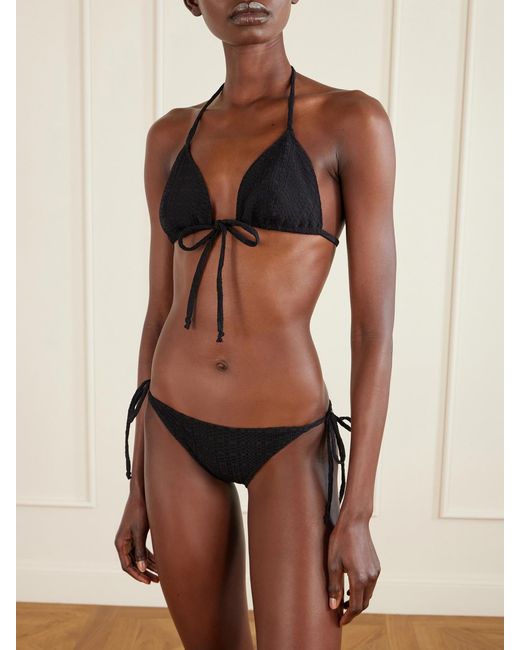 Lisa Marie Fernandez Black Seerscuker Triangle Bikini