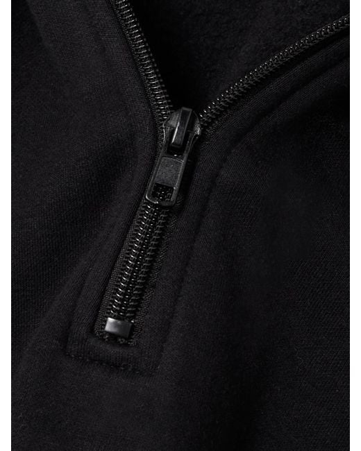Skims Black Cropped Cotton-Blend Jersey Half-Zip Sweater