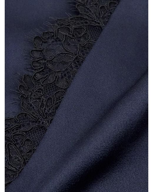 Stella McCartney Blue Lace-Trimmed Satin Midi Dress