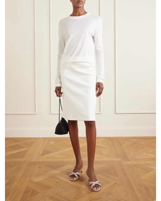Flore Flore White Marie Organic Cotton-Jersey Midi Skirt