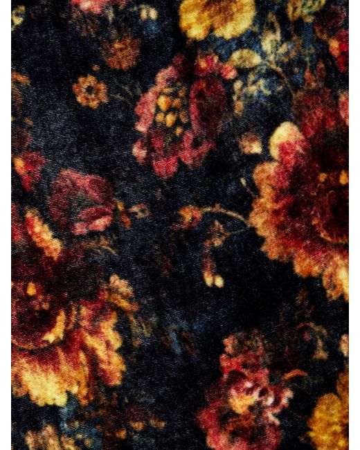 R13 Black Floral-Print Velvet Midi Dress