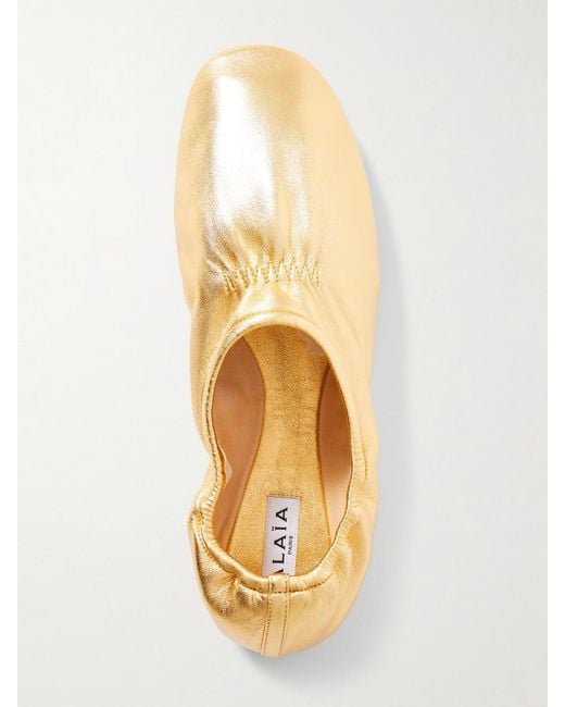 Alaïa Natural Metallic Leather Ballet Flats