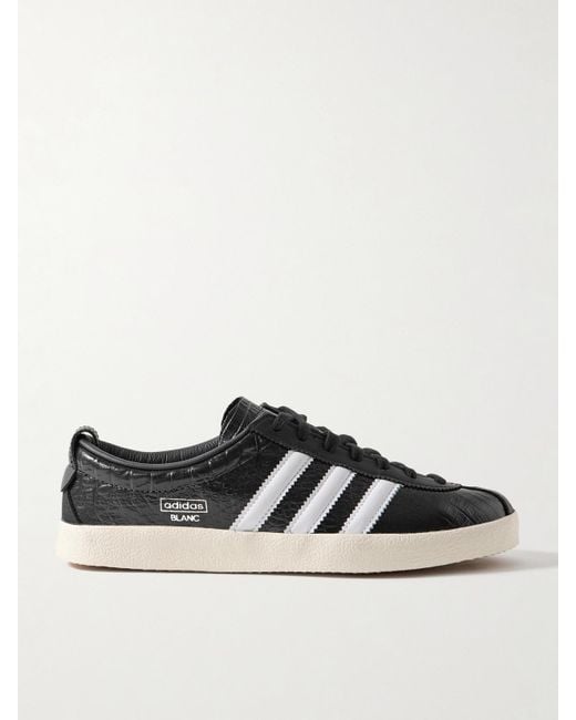 Adidas Originals Black Blanc Croc-Effect Glossed-Leather Sneakers