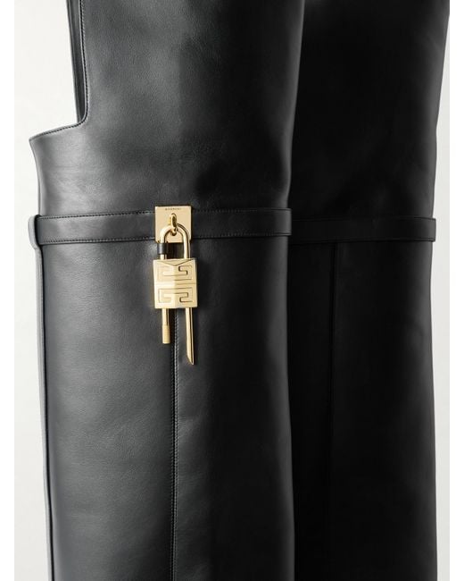 Givenchy Black Shark Lock Kniehohe Lederstiefel