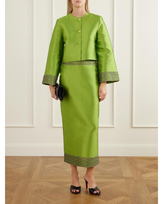 D'Estree Green Ruby Satin Blazer