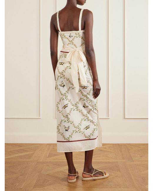 Agua Bendita Natural Floral-Print Wrap Cotton And Silk-Blend Coverup