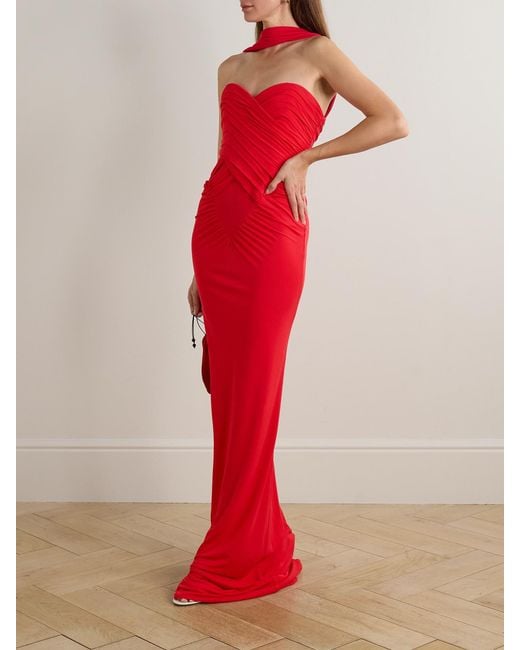 Ilkyaz Ozel Samsara Gathered Jersey Halterneck Gown