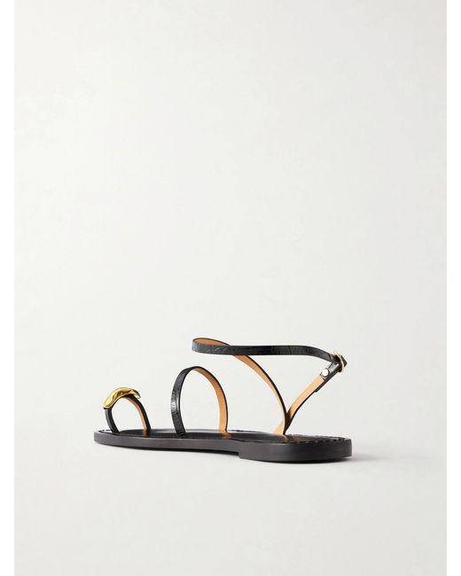Amanu Black The Marrakech Embellished Leather Flats