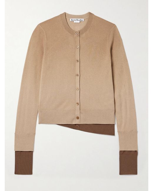 Acne Natural Mehrlagiger Cardigan Aus Einer Seidenmischung