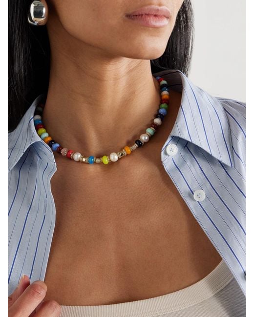 Joolz by Martha Calvo Multicolor Lucinda-Plated, Pearl And Crystal Necklace