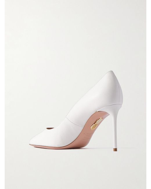 Aquazzura White Purist 85 Leather Pumps