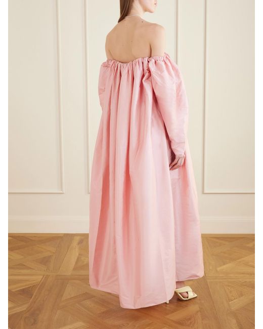 Abadia Pink Eleanor Off-The-Shoulder Taffeta Gown
