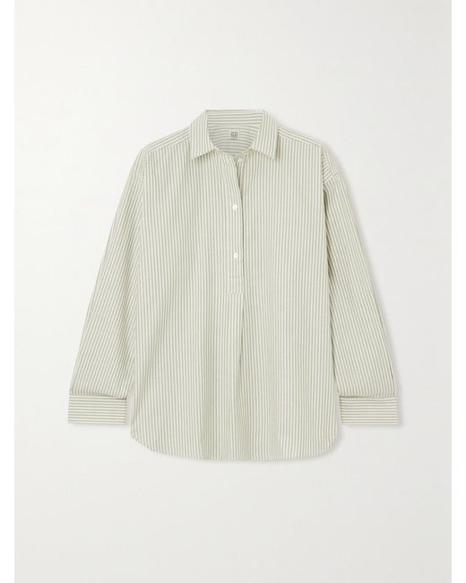 Totême White Striped Cotton-Poplin Shirt