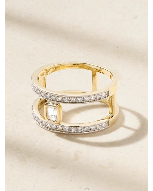 Mateo Natural Le Double Bar Ring Aus 14 Karat Mit Diamanten