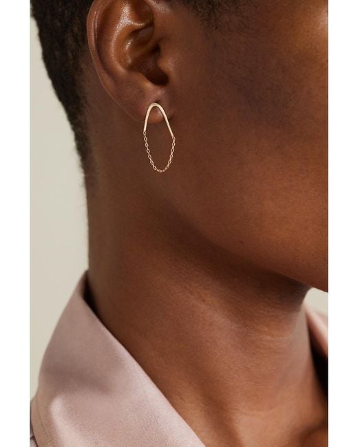 Melissa Joy Manning Natural Single Chain V Drop 14-Karat Recycled Earrings