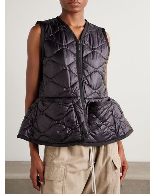 Sacai Black Convertible Plush-Trimmed Padded Leather Jacket