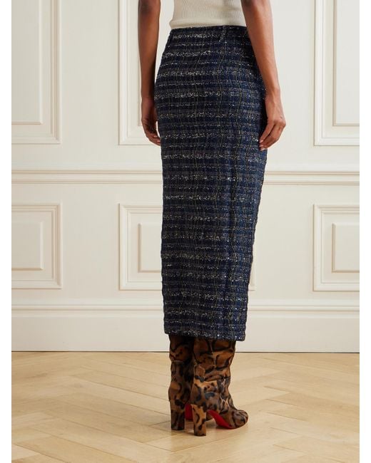Missoni Blue Sequin-Embellished Metallic Tweed Midi Skirt