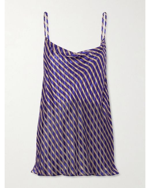 Dries Van Noten Purple Draped Striped Devoré-Satin Camisole