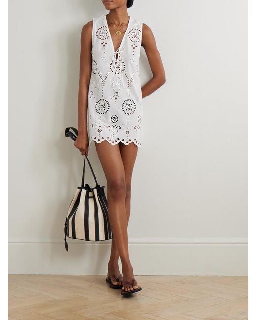 Matteau White Scalloped Broderie Anglaise Cotton Mini Dress