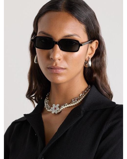 Miu Miu Black Rectangular-Frame Acetate Sunglasses