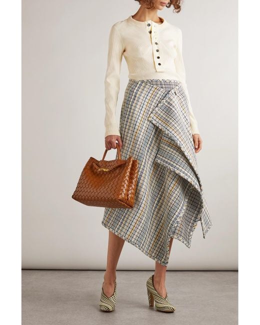 Bottega Veneta Natural Ribbed Stretch-Cotton Henley Top