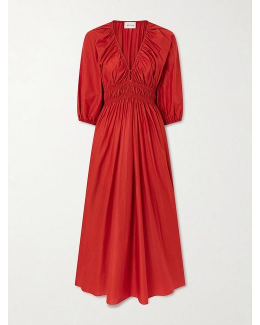 Matteau Shirred Organic Cotton-Poplin Maxi Dress