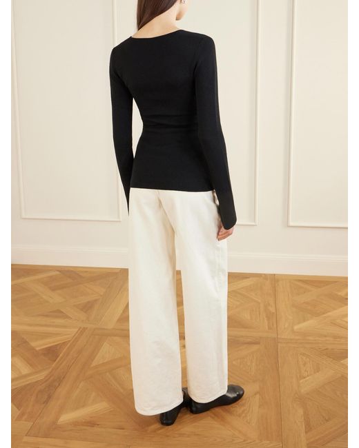 Totême Black Wool-Blend Top