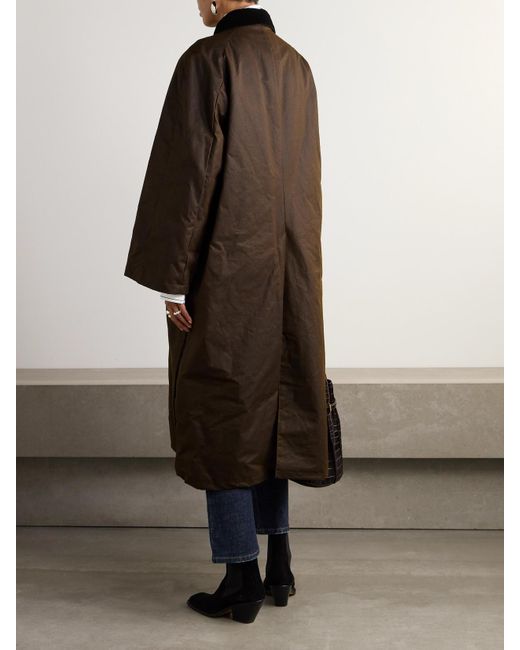 Totême Brown Corduroy-Trimmed Waxed Organic Cotton Coat