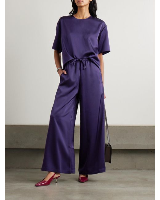 Leset Purple Barb Hose Mit Weitem Bein Aus Satin