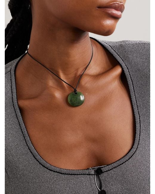 Sophie Buhai Metallic Small Full Moon Cord, Jade And Necklace