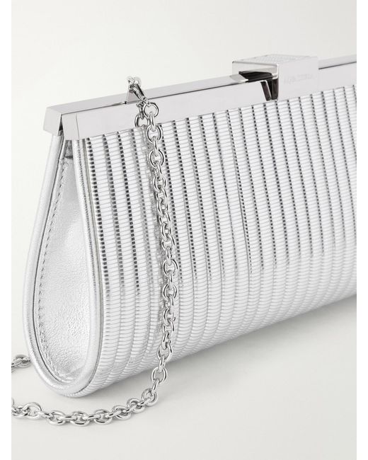 Aquazzura Natural Heatwave Metallic Leather Clutch