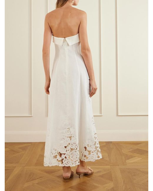 Cult Gaia White Kellan Embroidered Linen Midi Dress