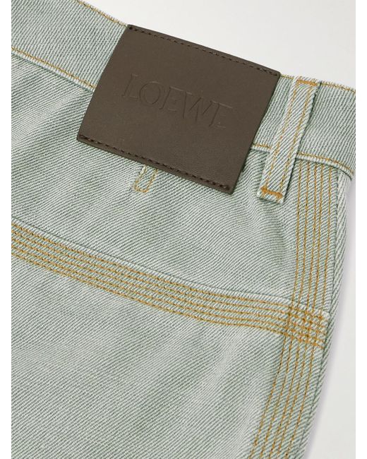 Short En Jean À Finitions En Cuir Loewe en coloris Blue